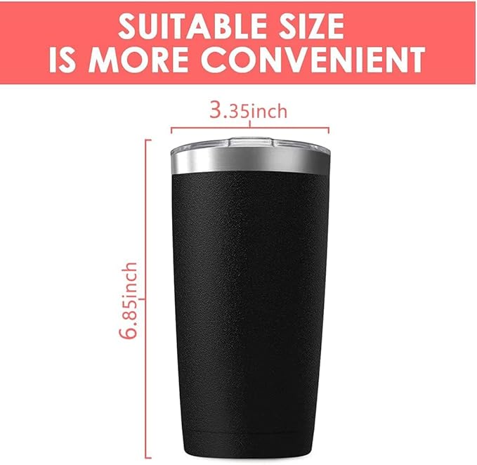 16 Pack 20oz Tumbler Vacuum Insulated Travel Mug with Lids, Stainless Steel Double Wall Bulk Cup for Home, Office, Outdoor Suitable for Vehicle Cup Holders (Black)