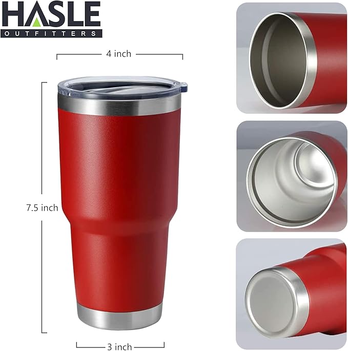 HASLE OUTFITTERS 30oz Stainless Steel Tumbler, Double Wall Vacuum Insulated Travel Mug Tumbler, Durable Insulated Coffee Mug, Gift Box Set (Red, 1)