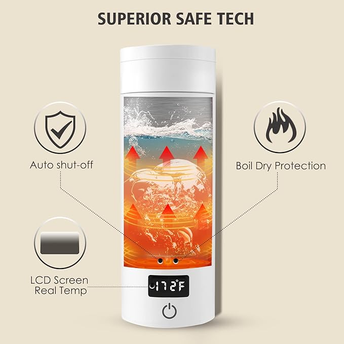 Sekaer Portable Electric Tea Kettle Travel Small Mini Coffee Kettle, with 4 Variable Presets, Personal Hot Water Boiler 304 Stainless Steel with Auto Shut-Off & Boil Dry Protection, SY-618A