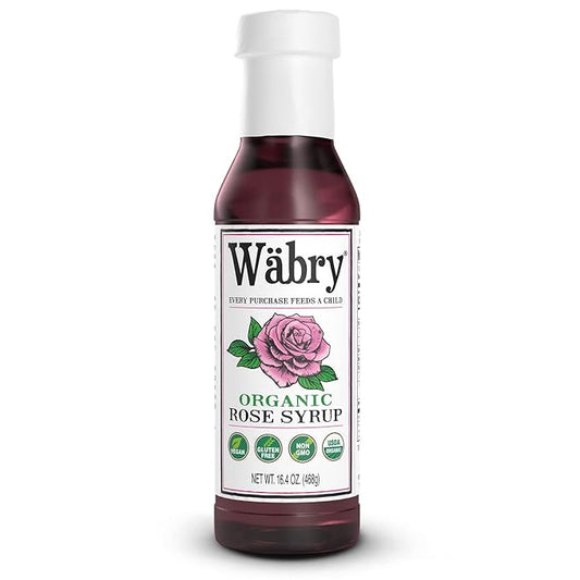 Wäbry Organic Rose Syrup – 16.4oz (468g), Natural Coffee Syrup, Perfect for Lattes, Tea, Shaved Ice and Soda, Vegan Friendly, Non-GMO, Dye-Free Snow Cone Syrup – BPA-Free Plastic Bottle