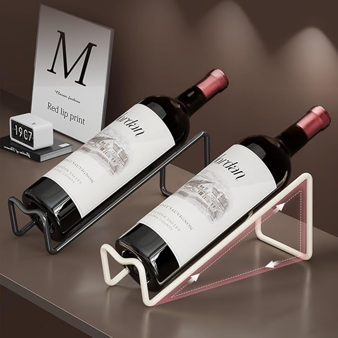 4 Pcs Metal Wine Rack Freestanding -Tabletop/ Countertop Wine Rack Holder - Wine Bottle Storage Rack, Party Wine Holder Stand, Unique Wine Gifts and Accessories for Wine Lovers (White)