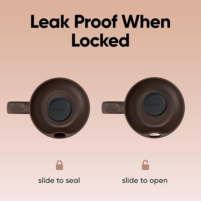 Owala SmoothSip Slider Stainless Steel Insulated Travel Mug with handle, 100% Leak Proof, For Hot and Cold Drinks, Travel Friendly with Sliding Lock Lid, 12oz, BPA Free, Leak Proof, Pucker Up