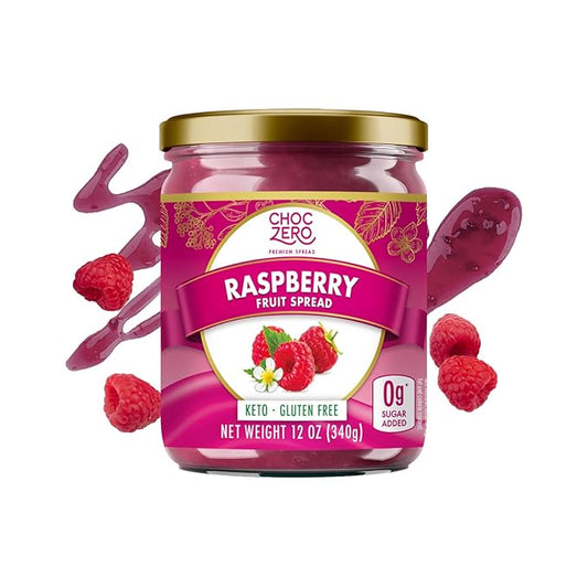 ChocZero Raspberry Jam Preserves, No Added Sugar, Keto Fruit Spread, Great Source of Fiber, All Natural, 12 Ounces (Pack of 1)