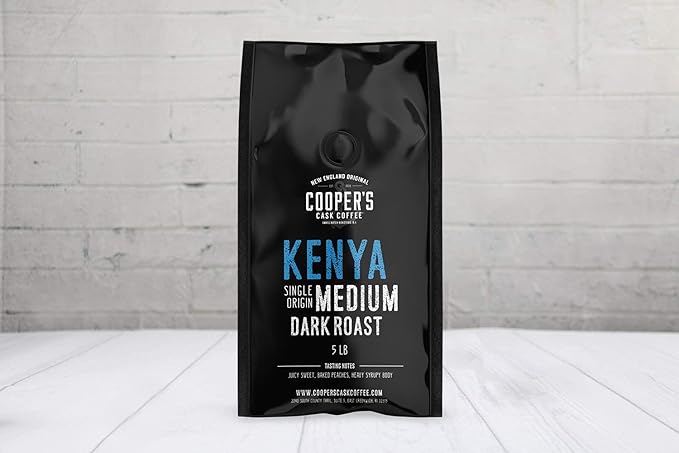 Kenya AA Medium-Dark Roast Coffee Beans, Single Origin Ground Coffee, Gourmet Coffee - 5lb Bag
