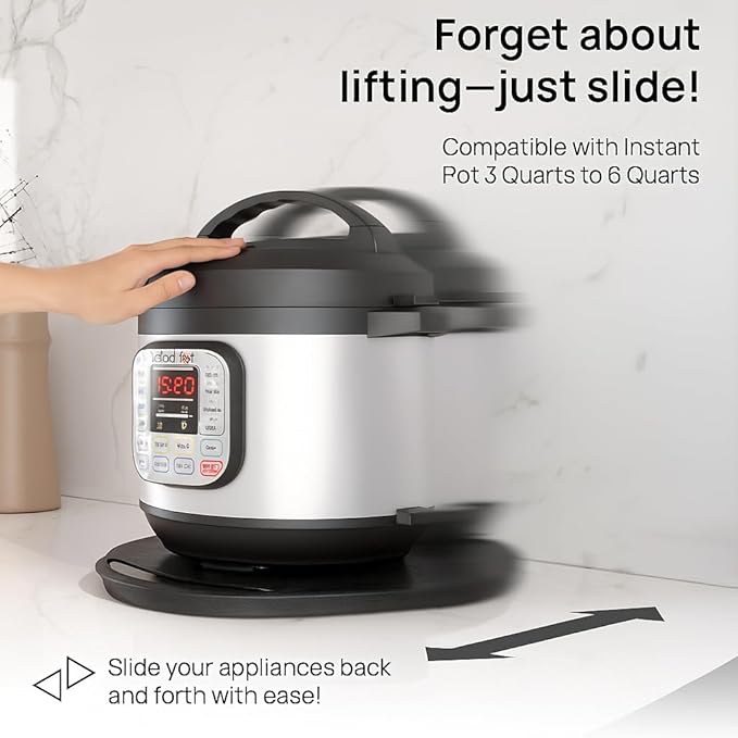 Ibyx Elegant Round Sliding Tray for Your Pressure Cooker, Air Fryer & Heavy Kitchen Appliances - Sturdy, Slides Easily from Under The Cabinet (Black, 13”)