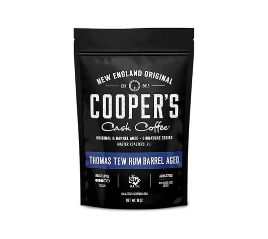 Rum Barrel Aged Coffee - Single Origin Rwanda Coffee Beans Aged in Thomas Tew RUM Barrels - 5lb Bags, Ground Coffee