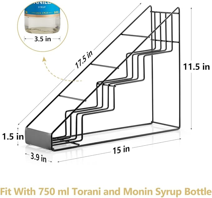 Coffee Syrup Rack for Coffee Bar Accessories, Fits with Torani and Monin Syrup, Coffee Bar Organizer Holds 4 Bottles 2 Pack