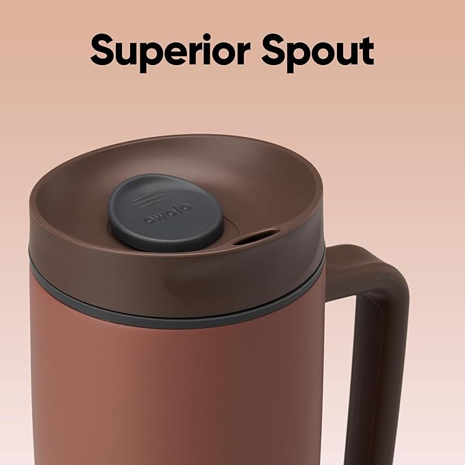 Owala SmoothSip Slider Stainless Steel Insulated Travel Mug with handle, 100% Leak Proof, For Hot and Cold Drinks, Travel Friendly with Sliding Lock Lid, 24 oz, BPA Free, Leak Proof, Pucker Up