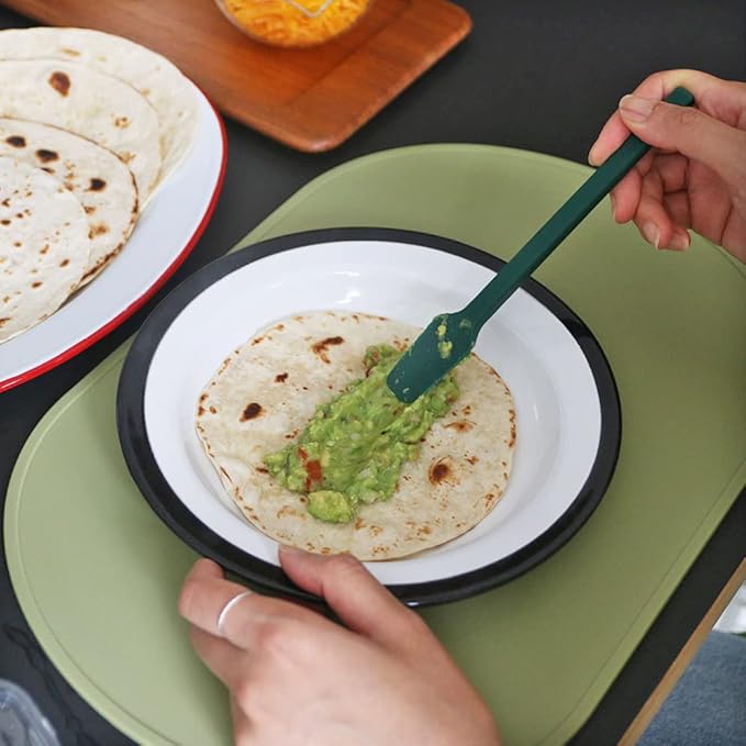 Carrotez Small Silicone Spoon, Mini Spatula, Small Spatulas for Kitchen Use, Spoonula, Perfect for Eating, Stirring, Spreading, 7.3", 1 pc - Olive Green