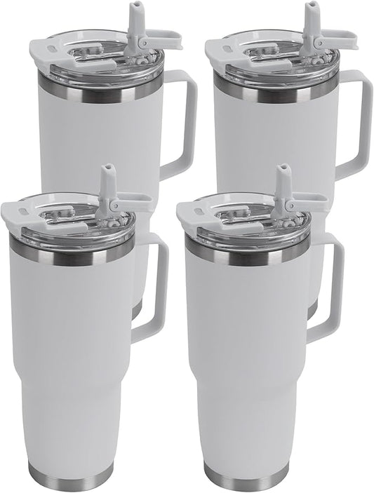 HASLE OUTFITTERS 30oz Tumbler Bulk with Handle, Insulated Travel Coffee Mug Set with Handle Leak-Proof Double Wall Stainless Steel Vacuum Tumblers Pack Metal Cup for Hot and Cold Drink
