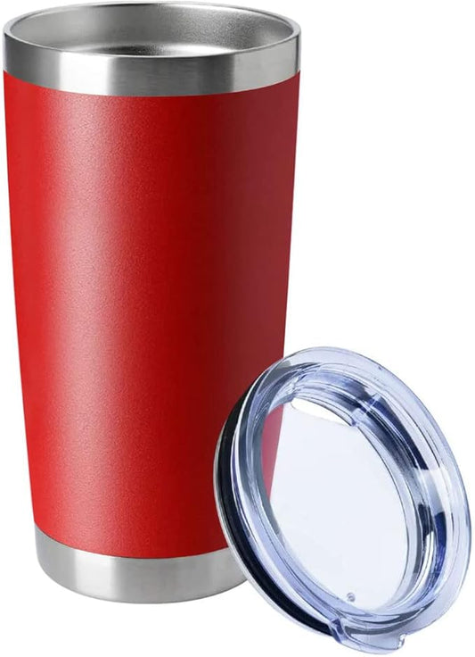 HASLE OUTFITTERS 20oz Tumblers Stainless Steel Mugs with Lid Double Wall Vacuum Insulated Coffee Cups for Cold & Hot Drinks (20oz-Red, 1 Pack)