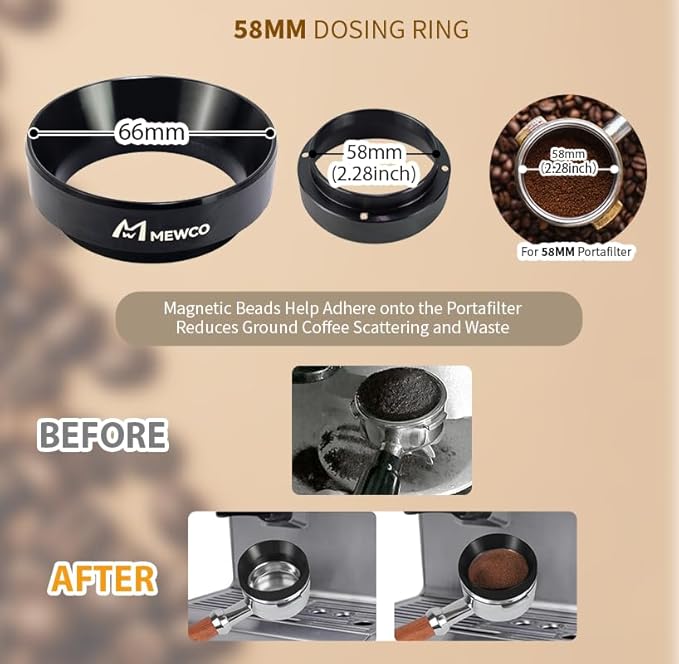 7 Pack Espresso Tamper Station&Coffee Distributor Tamper&Espresso WDT Stirrer&Coffee Tamping&Brush&Coffee Dosing Funnel&Espresso Puck Screen, Espresso Accessories for Bar Home Office (58 mm)