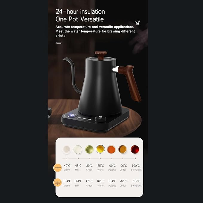 Gooseneck Electric Kettle, Electric Tea Kettle, Hot Water Kettle Electric, Electric Kettle Temperature Control, Teapot for Boiling Water Coffee