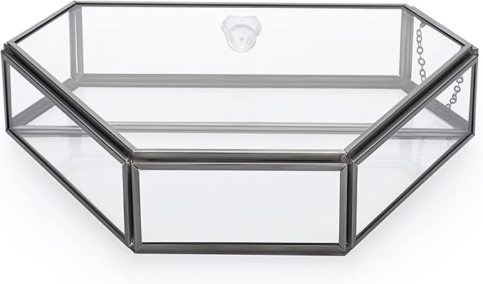 ELLDOO Black Glass Coffee Filter Holder Coffee Paper Storage Container Filter Paper Dispenser Rack with Dustproof Cover