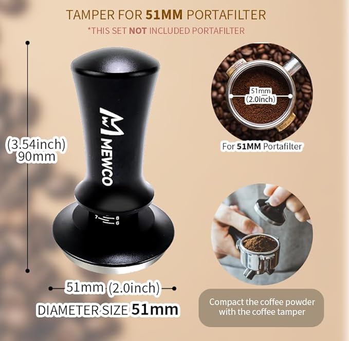 7 Pack Espresso Tamper Station&Coffee Distributor Tamper&Espresso WDT Stirrer&Coffee Tamping&Brush&Coffee Dosing Funnel&Espresso Puck Screen, Multipurpose Tools for Bar Home Office (51 mm)