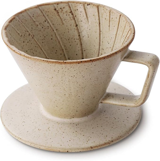 DOWAN Pour Over Coffee Maker, Non-Electric Pour Over Coffee Dripper, Manual Brew Maker, Single Cups Porcelain Slow Brewing Accessories for Gifts, Grey