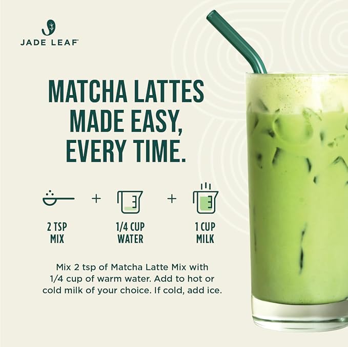Jade Leaf Matcha Organic Cafe Style Sweetened Matcha Latte Green Tea Powder, Premium Barista Crafted Mix - Authentically Japanese, 50 Servings (1.1 Pound Tub)