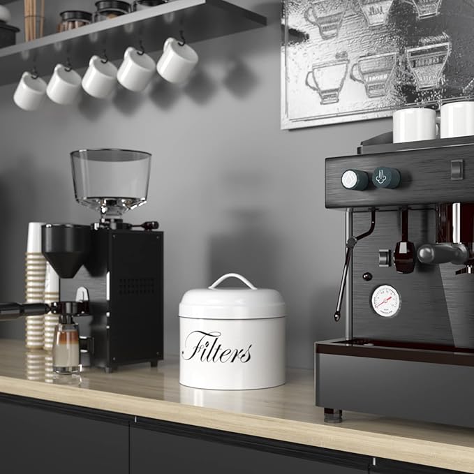 Coffee Filter Holder, Basket Storage Container for Counter, Black Small Bar Accessories for Coffee Bar Station(White)