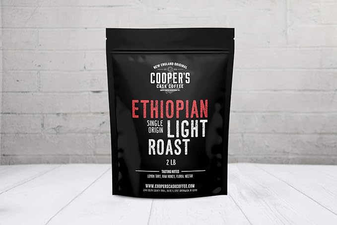 Ethiopian Bold Light Roast Grade 1, Ground Coffee, Natural Dry Processed Micro Lot, Intense Bright Bold & Aromatic Coffee - 2lb Bag
