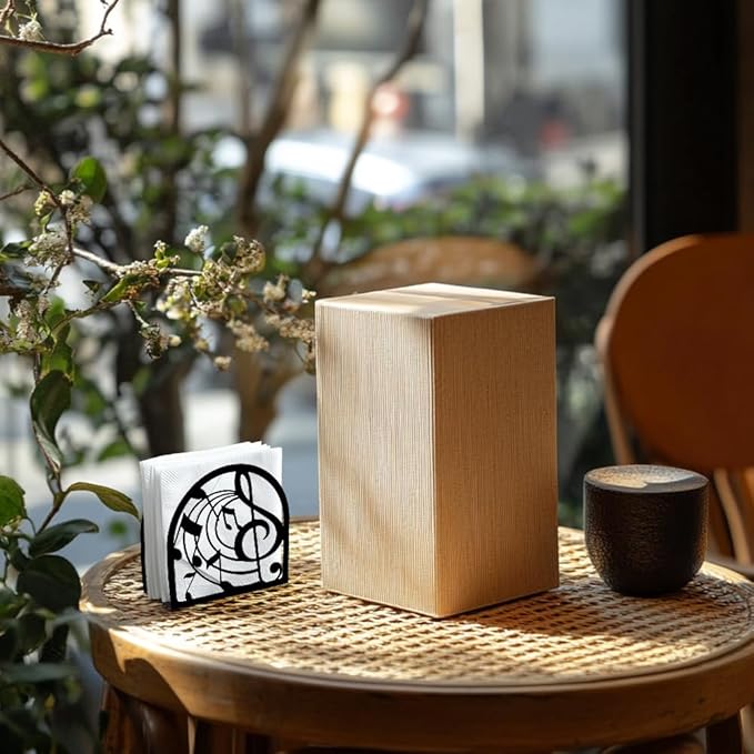 Music Note Decorative Black Metal Napkin Holder for Table, 4.9" x 4.9" x 1.9" Standing Napkin Holder for Home Kitchen Restaurant Picnic Party Coffee Bar Dining Room