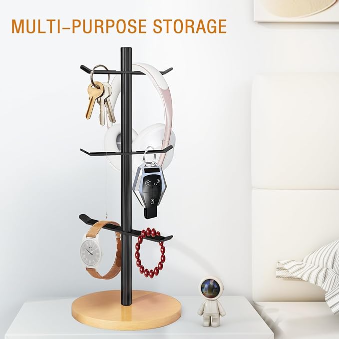 Coffee Cup Holder Tree, Mug Holder with 6 Hooks, Mug Tree for Counter, Metal Mug Rack, Coffee Mug Stand(Balck)