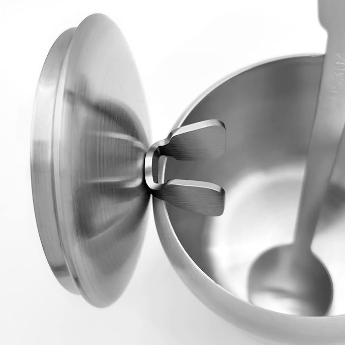 Stainless Steel Sugar Bowl Coffee Seasoning Jar Condiment Pot Spice Container Canister with Handle Cruet with Lid and Spoon…