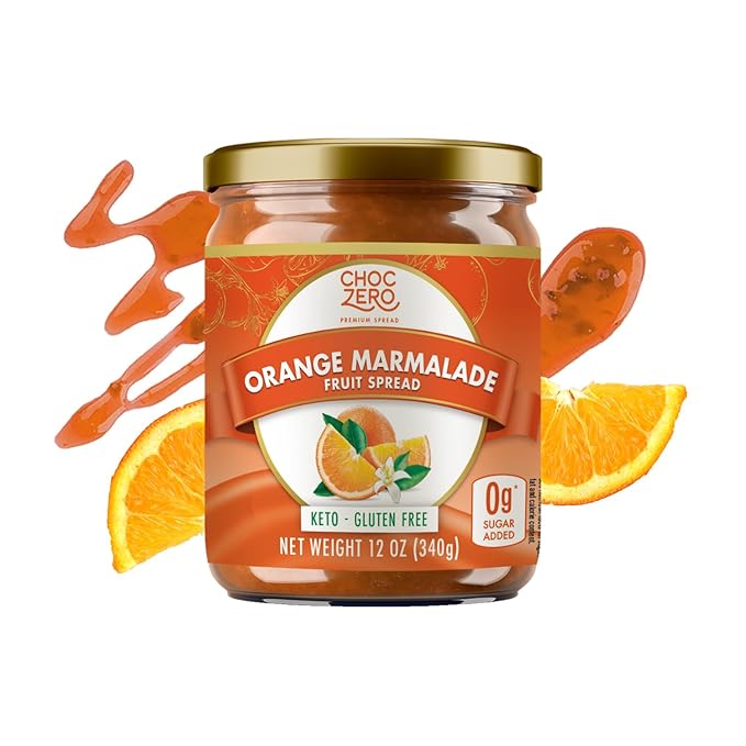 ChocZero Sugar Free Orange Marmalade - Sweet Keto Jam Spread with Oranges - No Added Sugars (1 Jar, 12oz)