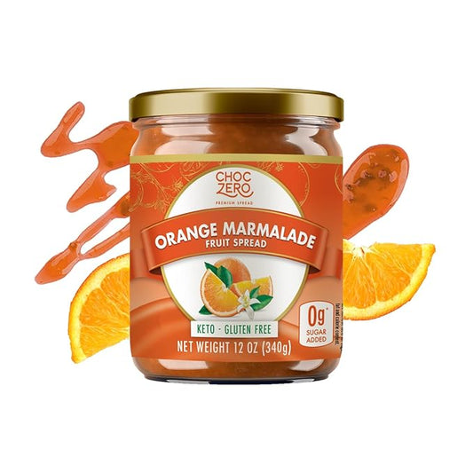 ChocZero Sugar Free Orange Marmalade - Sweet Keto Jam Spread with Oranges - No Added Sugars (1 Jar, 12oz)