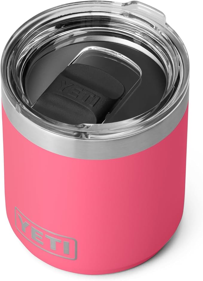YETI Rambler 10 oz Stackable Lowball 2.0, Vacuum Insulated, Stainless Steel with MagSlider Lid, Tropical Pink