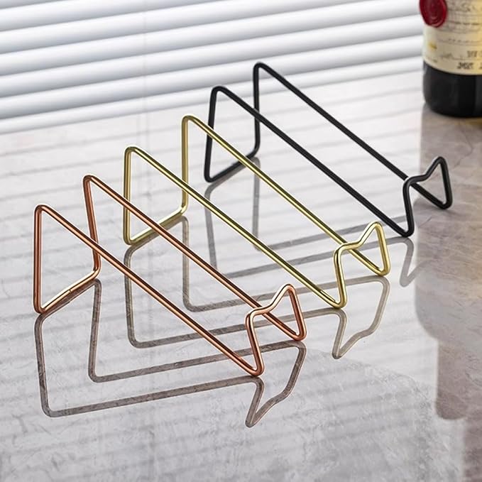 2Pieces Metal Wine Rack Freestanding -Tabletop Wine Rack Holder - Countertop Wine Bottle Holder - Geometric Design for Table Top Wine Bottle Storage Rack,Perfect Wine Holder Stand (Black)