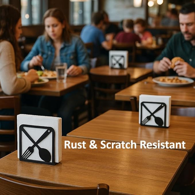 2-Pack Decorative napkin holder for table & coffee filter holder Set – Black coffee napkin holder – Fits Standard Napkins & coffee filter size #2 & #4