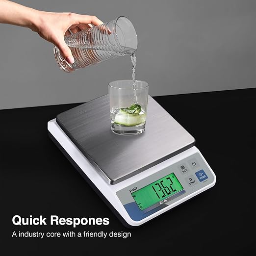 Polit Digital Kitchen Scale KT-66 30lb/13kg｜0.05oz/1g Precision Food Scale with LCD Display｜Battery or Plug-in｜Stainless Steel Top｜Grams, Ounces, Pounds｜5 Units for Baking, Farming & Shipping Scale