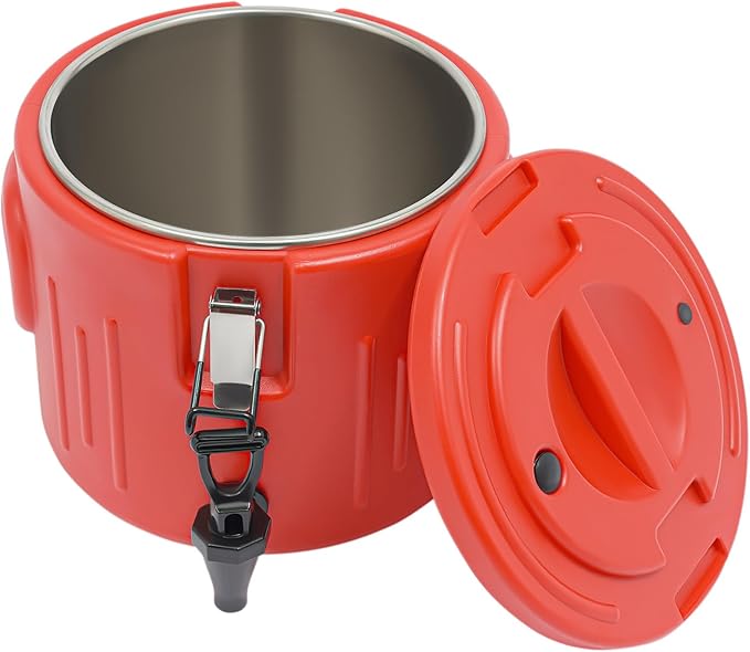 Insulated Beverage Dispenser - 10.5Qt Stainless Steel Hot and Cold Beverage Server with Spigot Handle, Commercial Thermal Container for Water Coffee Drink Catering Restaurant