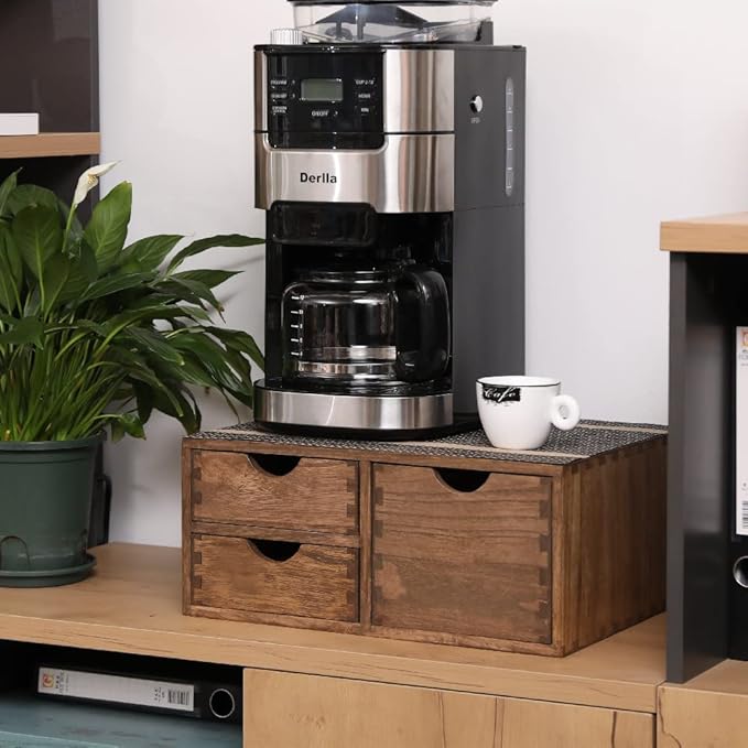 Coffee Pods Storage Drawer Holder for Capsules - Multi Functional Desk Organizer Drawers For K cups Coffee Maker Brew - Kitchen Mini Wooden Box Chest Sideboard Counter Organization CF2D3C Dark