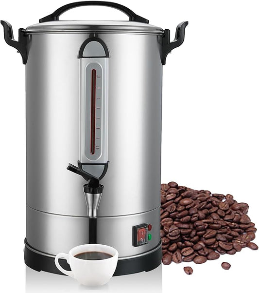Commercial Coffee Urn Large Coffee Maker 100 Cup Coffee Maker Industrial Coffee Dispenser 1300W Quick Brew Dual Wall Stainless Steel Hot Water Urn Tea Maker Machine for Wedding, Catering, Events