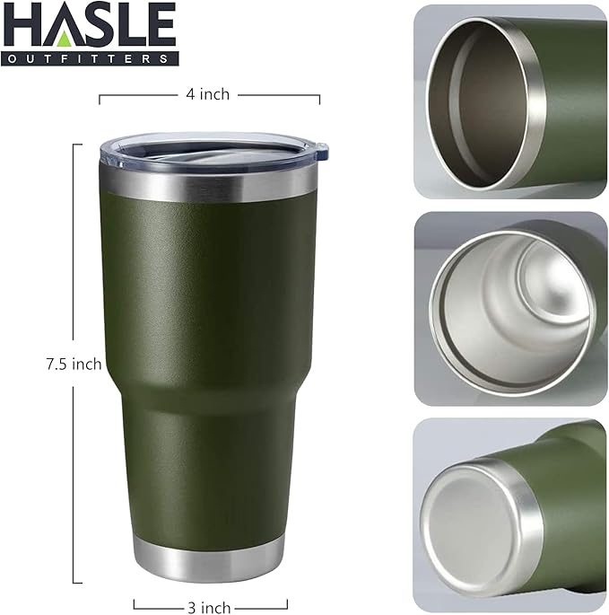 HASLE OUTFITTERS 30oz Stainless Steel Tumbler, Double Wall Vacuum Insulated Travel Mug Tumbler, Durable Insulated Coffee Mug, Gift Box Set (Amey Green, 8)