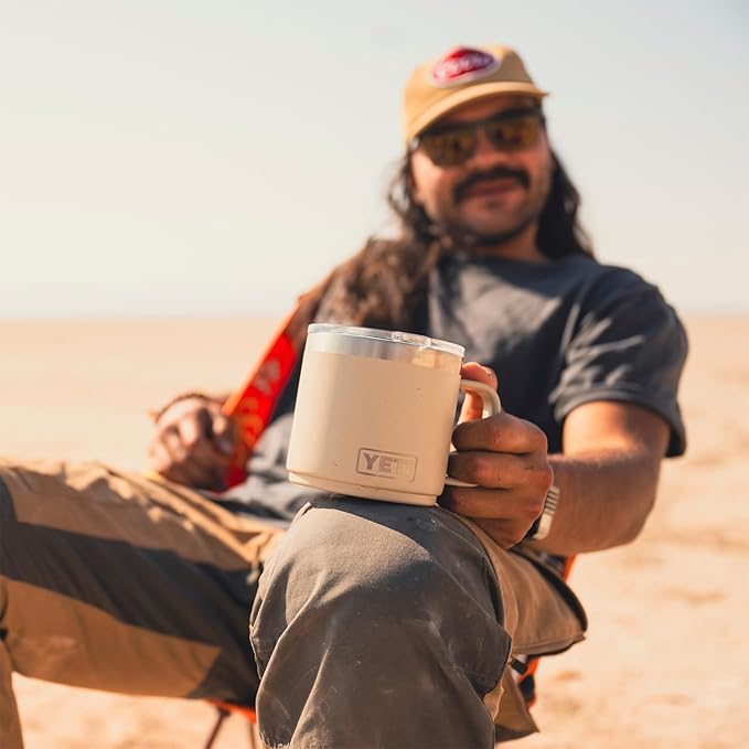 YETI Rambler 14 oz Ceramic Lined Stackable Mug, Vacuum Insulated, Stainless Steel with MagSlider Lid, Seafoam