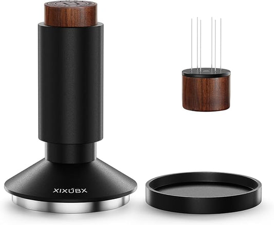 51mm Espresso Tamper & Magnetic WDT Tool, Barista Cofee Tamper with Spring Loaded, Anodized Aluminum Alloy Handle, Stainless Steel Corrugated Base with Cover for Portafilter Basket