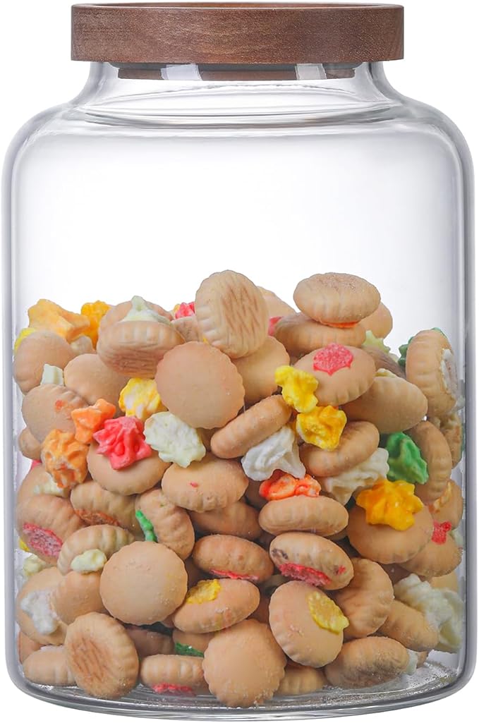 Glass Storage Jar with Lids Thicken Glass Coffee Canister Borosilicate Glass Food Containers for Spice Ground Nut Pasta Sugar Candy Tea (2000ml/67 oz-1 PACK（No spoons）)