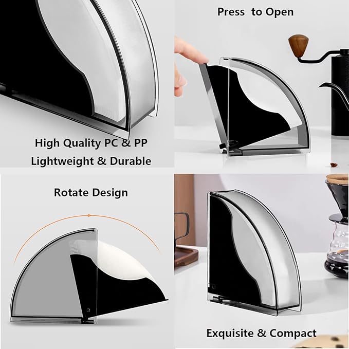 Coffee Filter Paper Holder with Dustproof Cover Coffee Filter Storage Container Filter Paper Box (Small for #1 filter paper)