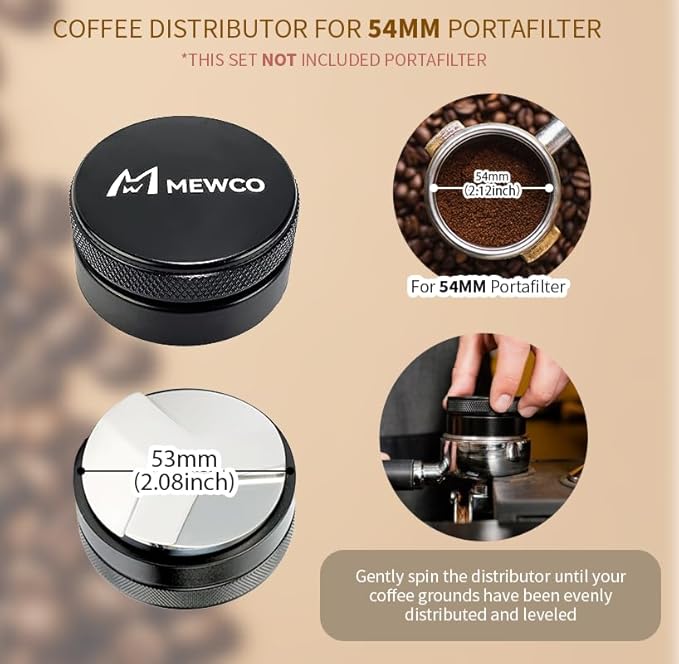 7 Pack Espresso Tamper Station&Coffee Distributor Tamper&Espresso WDT Stirrer&Coffee Tamping&Brush&Coffee Dosing Funnel&Espresso Puck Screen, Espresso Accessories for Bar Home Office (54 mm)