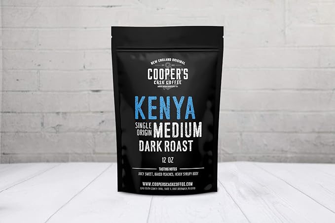 Kenya AA Medium Dark Roast Coffee Beans, Single Origin Whole Bean Coffee, Full Bodied Gourmet Coffee - 12 oz Bag (Pack of 2)
