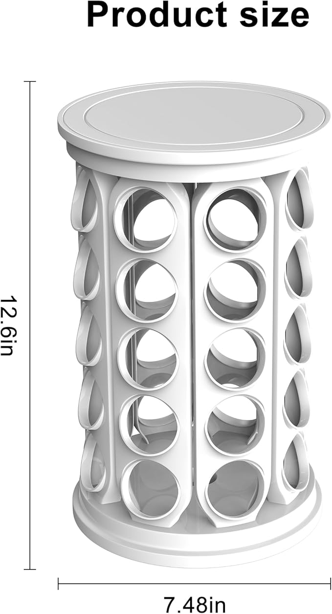 CEHNCEH K Cup Holder, Coffee Pod Carousel Organizer K Cup Stand, Compatible with 40 Keurig K-Cup Pods, Large Compacity Coffee Capsule Holder, Home or Office Kitchen Counter Organize (Off-white)