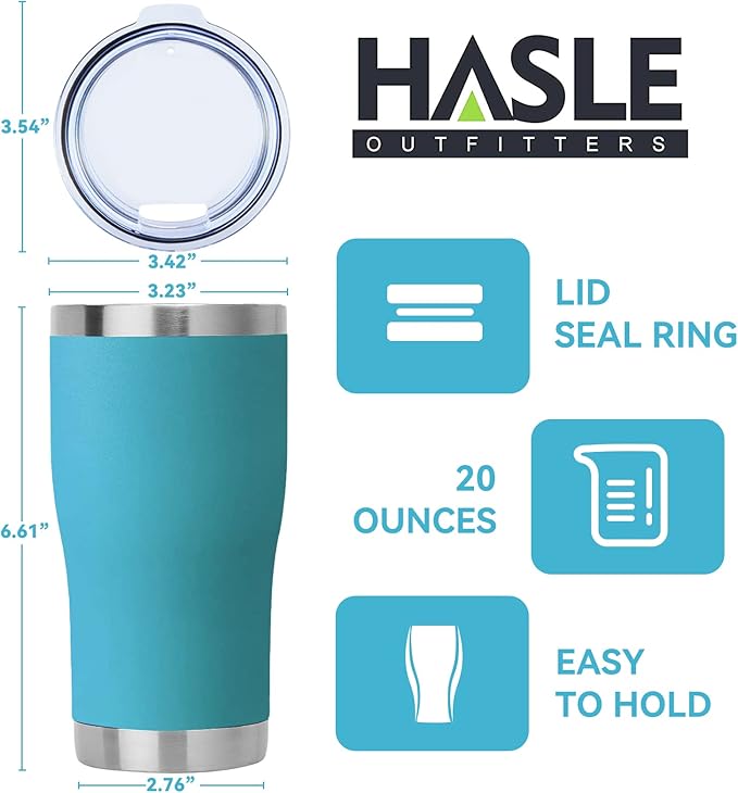 HASLE OUTFITTERS 20 oz Tumbler Bulk, Stainless Steel Tumblers with Lid, Vacuum Insulated Tumbler, Double Wall Powder Coated Cup, coffee mugs, Sky Blue, 12 Pack