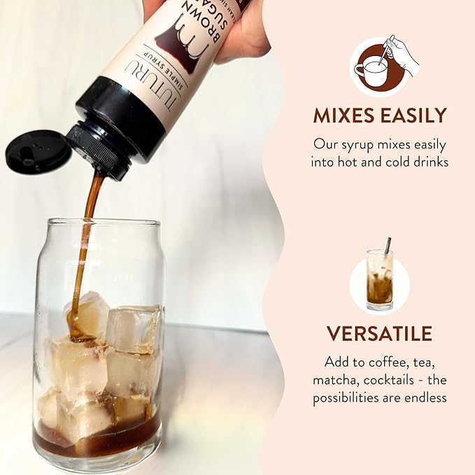 Brown Sugar Agave Simple Syrup for Coffee & Cocktails - Clean Simple Syrup Sweetened with Raw Agave Nectar and Molasses - 13.5 oz