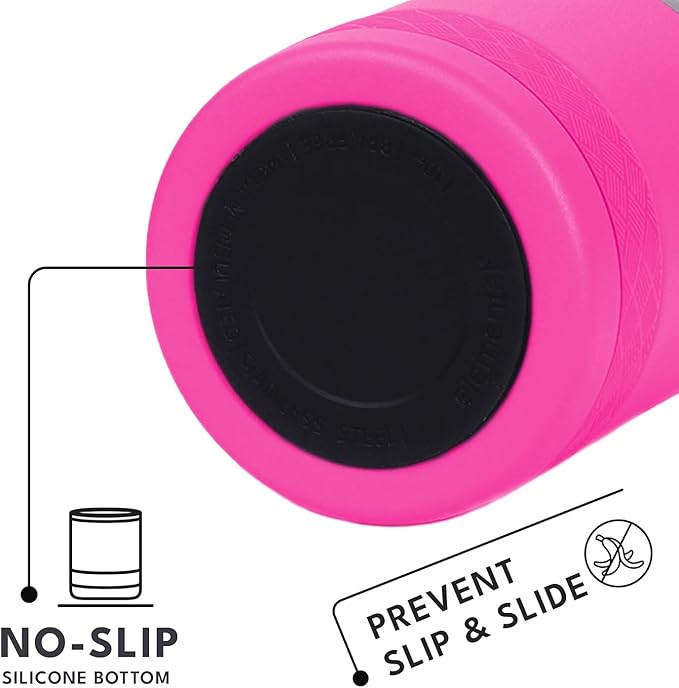 Elemental Recess Lowball Tumbler, 10oz Triple Wall Stainless Steel Cup with Non-Shattered Tritan Lid, Insulated Whiskey Glass, Insulated Coffee Tumbler Mug for Hot & Cold Drinks - Hot Pink