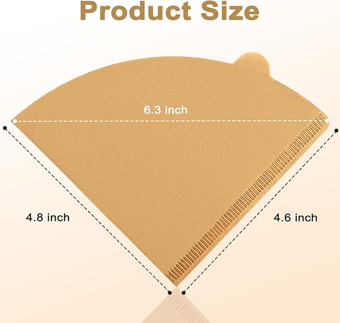 200 Count Cone Coffee Filters Size 02, Coffee Filters 2 Cone Paper, Pour Over Filters Compatible with V60 Dripper and Drip Coffee Maker, Unbleached Natural Brown