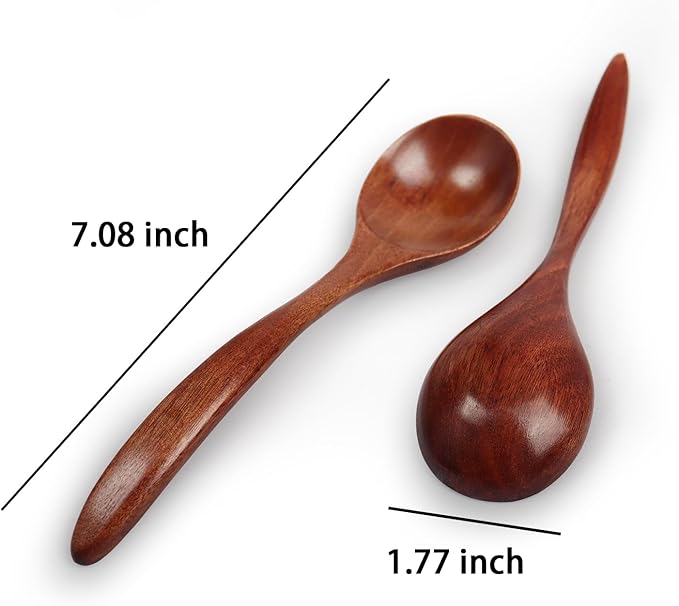 6 pcs Wooden Spoons for Eating, 6.7 inch Wooden Honey Spoons for Tea, Wood Teaspoons for Stirring Coffee - Perfect for Soup,Eating,Scooping Jars & Canisters,Dessert