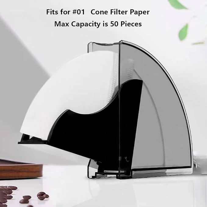 Coffee Filter Paper Holder with Dustproof Cover Coffee Filter Storage Container Filter Paper Box (Small for #1 filter paper)