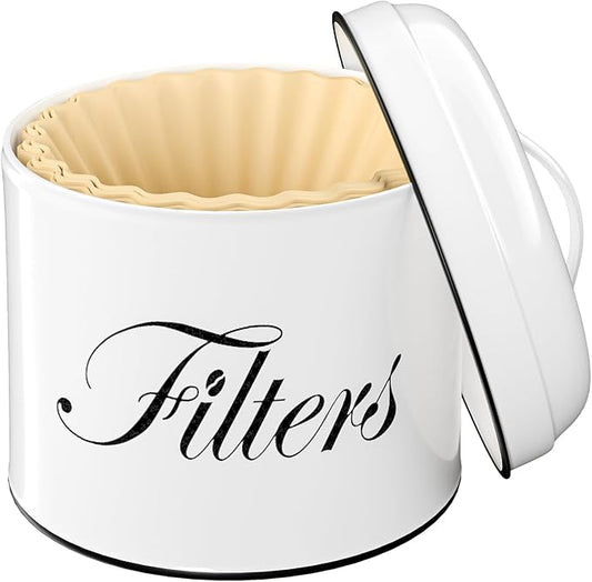 Coffee Filter Holder, Basket Storage Container for Counter, Black Small Bar Accessories for Coffee Bar Station(White)